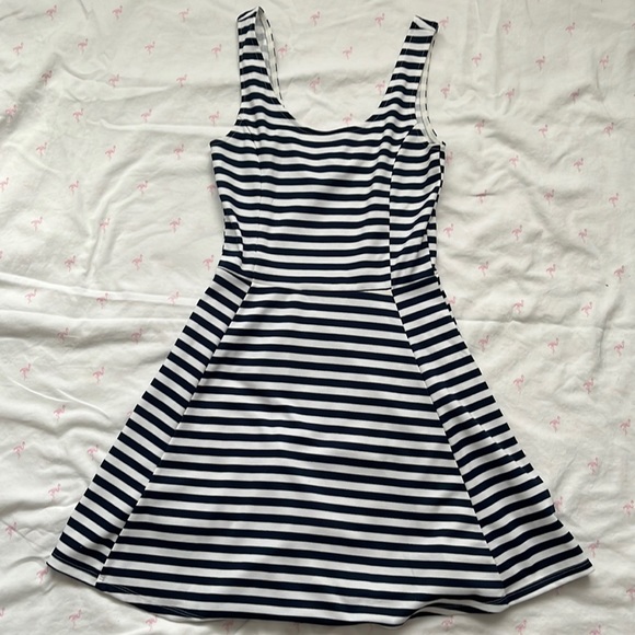 Blue and White Stripped Jersey Dress - Picture 1 of 4